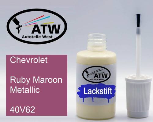 Chevrolet, Ruby Maroon Metallic, 40V62: 20ml Lackstift, von ATW Autoteile West.